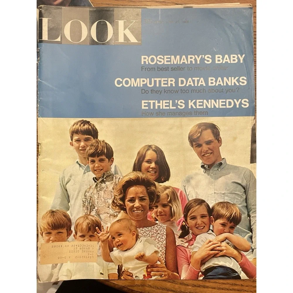 Look Magazine June 25 1968 Ethel Kennedy Family Cover Rosemary's Baby